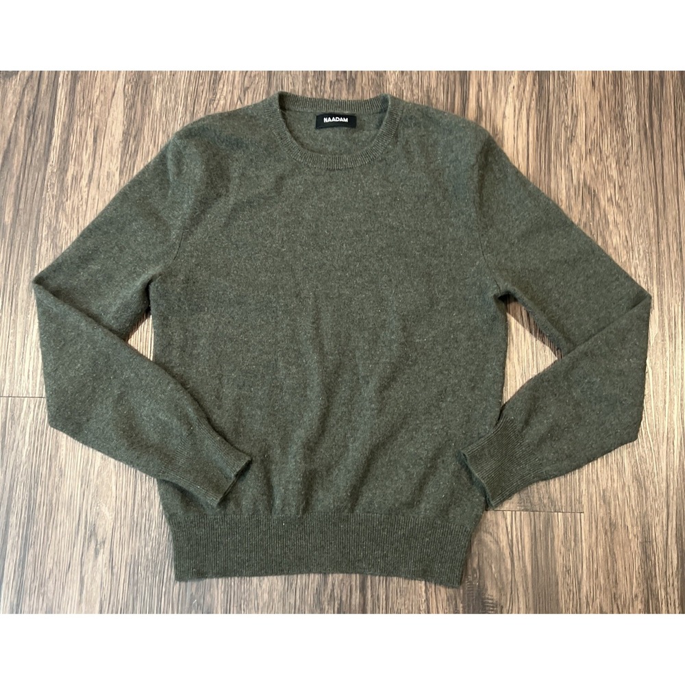 Naadam Cashmere Pullover Women's XS Olive Green Crew Neck Long Sleeve Sweater